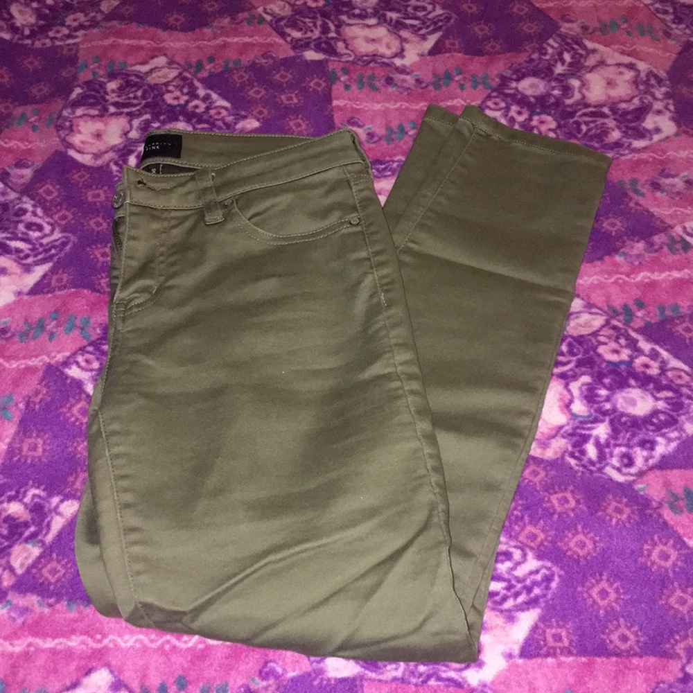Olive green skinny pants